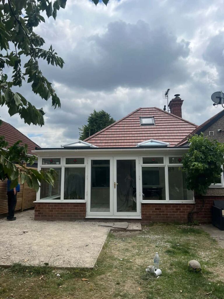 This is a photo of a hipped roof on a bungalow that has just had roof repairs carried out. Works carried out by Wigston Roofing Repairs